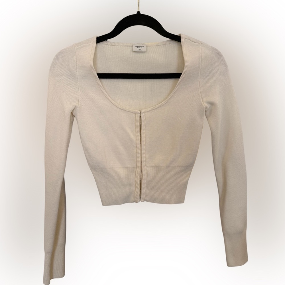 Abercrombie & Fitch Cream Women's Hook-and-Eye Top